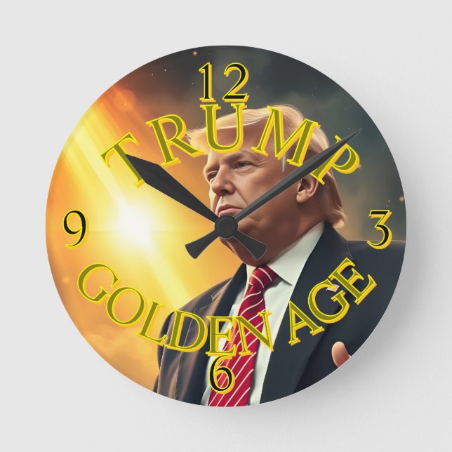 PRESIDENT DONALD TRUMP GOLDEN AGE ROUND CLOCK (Front)