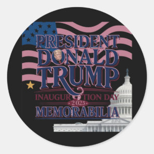 President Donald Trump Inauguration Day 2025 Memor Classic Round Sticker