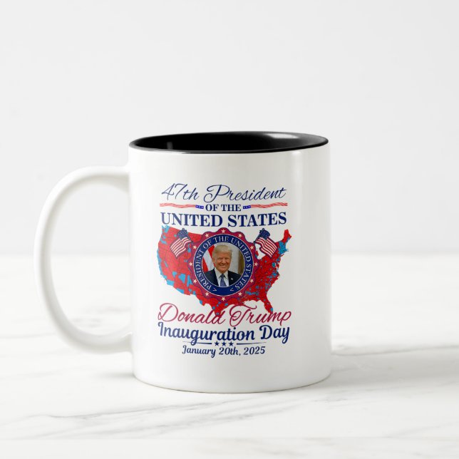 President Donald Trump Inauguration Day 2025 Two-Tone Coffee Mug (Left)