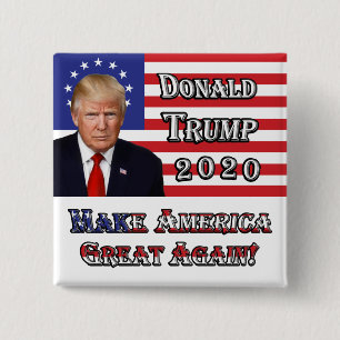 President Donald Trump-  Make America Great Again! 15 Cm Square Badge