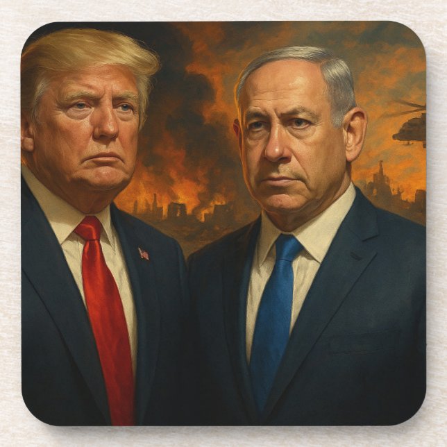 President Donald Trump & Netanyahu Keepsake Box Coaster (Front)