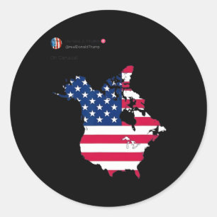 President Donald Trump Oh Canada Usa American Flag Classic Round Sticker