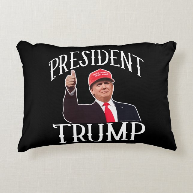 President Donald Trump Red Hat Thumbs Up Decorative Cushion (Front)