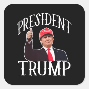 President Donald Trump Red Hat Thumbs Up Square Sticker