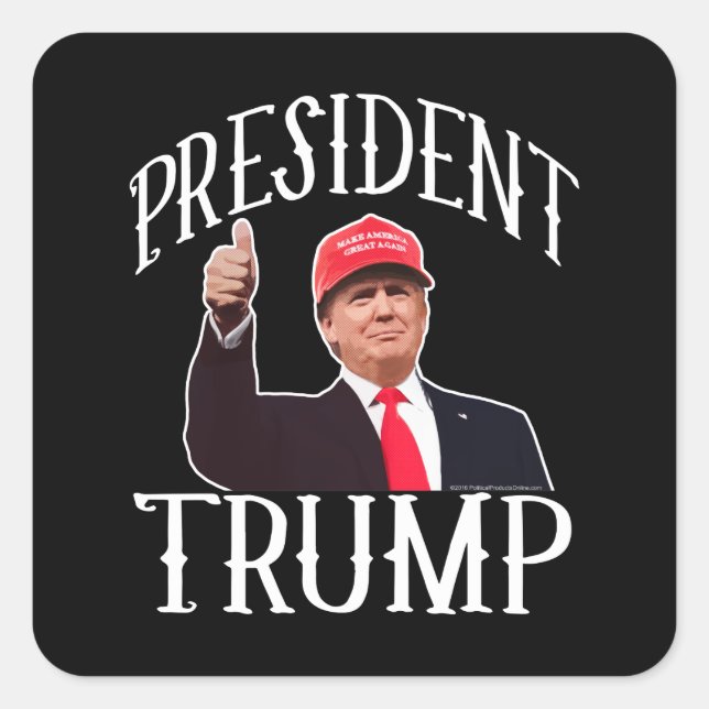 President Donald Trump Red Hat Thumbs Up Square Sticker (Front)