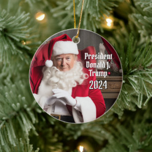 President Donald Trump Santa Claus Christmas 2024 Ceramic Tree Decoration