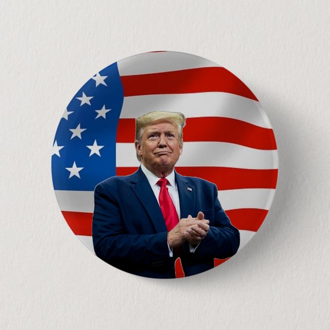 President Donald Trump USA Flag Election Button  (Front)