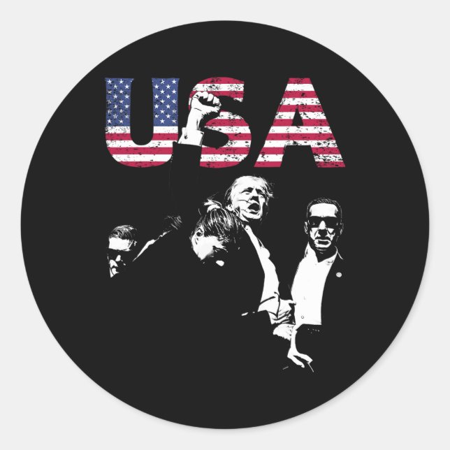 President Fight Fight For Usa 4th Of July 1776 202 Classic Round Sticker (Front)