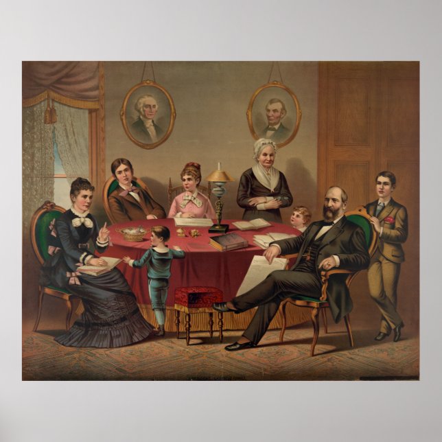 PRESIDENT GARFIELD & FAMILY Lithograph Print (Front)