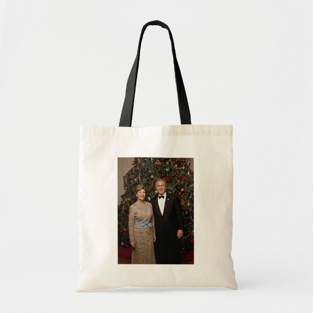 President George Bush, Laura Christmas White House Tote Bag (Front)