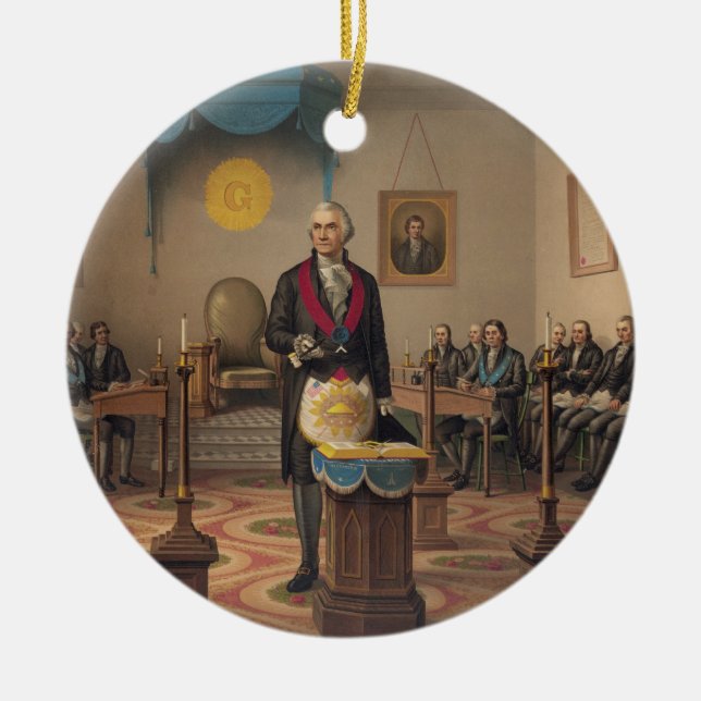 President George Washington as a Master Mason Ceramic Tree Decoration (Front)