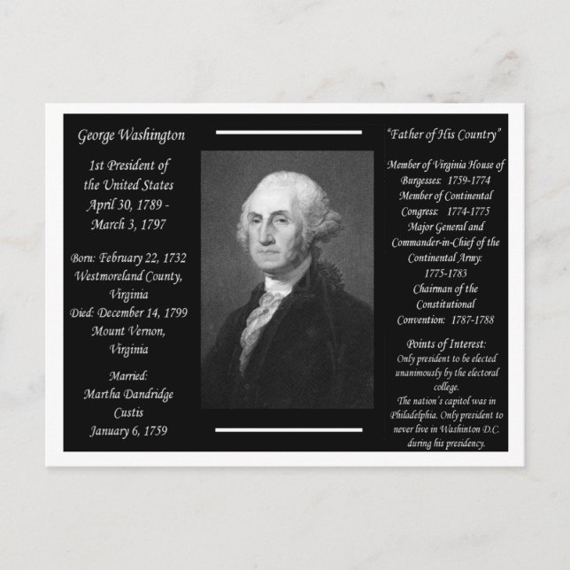 President George Washington Postcard (Front)