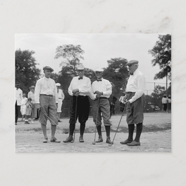 President Harding Golf Foursome, 1920s Postcard (Front)