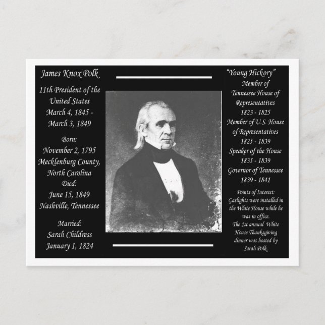 President James K Polk Postcard (Front)