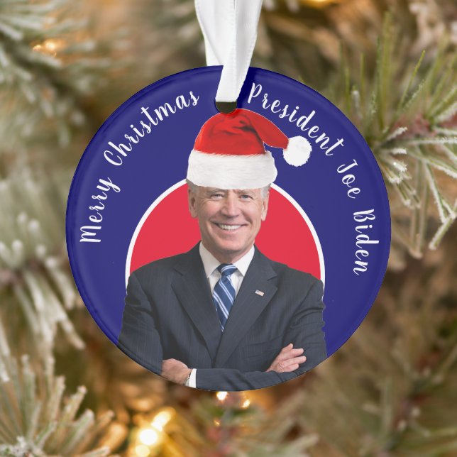 President Joe Biden and Santa Hat  Ornament (Tree)