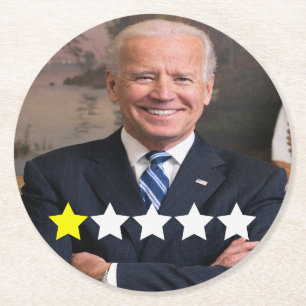 President Joe Biden Approval Rating Round Paper Coaster