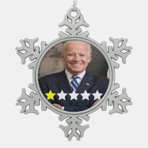 President Joe Biden Approval Rating Snowflake Pewter Christmas Ornament