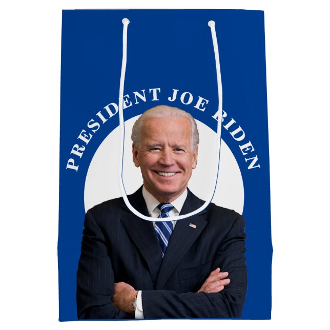 President Joe Biden Portrait on Blue Medium Gift Bag (Back)