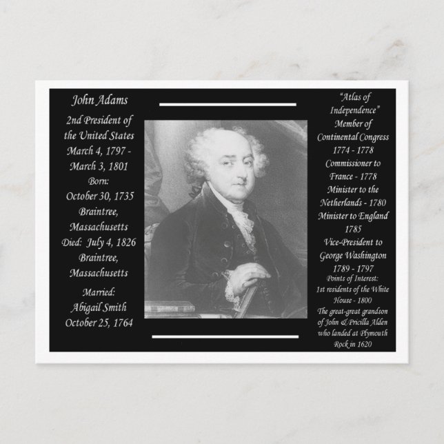 President John Adams Postcard (Front)
