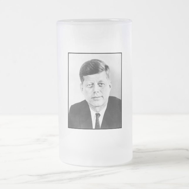 President John F Kennedy Portrait Frosted Glass Be Frosted Glass Beer Mug (Center)