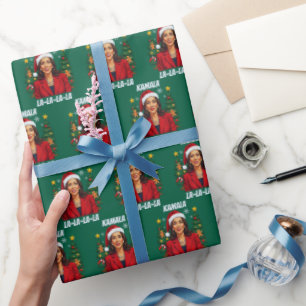 President Kamala Harris Christmas Green Wrapping Paper