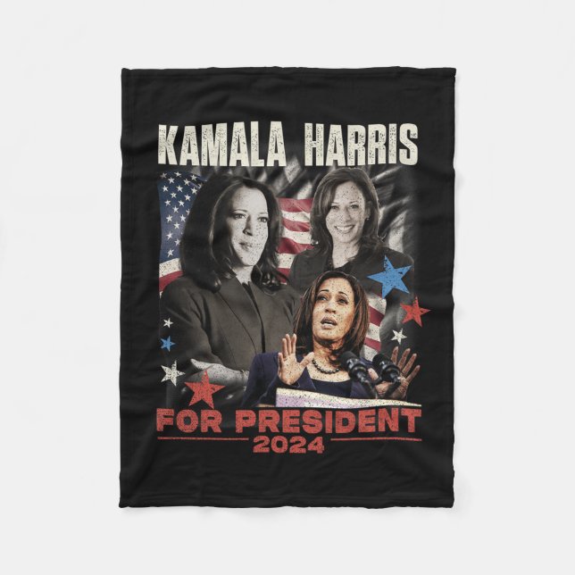 President Kamala Harris We're Not Going Back 2024  Fleece Blanket (Front)