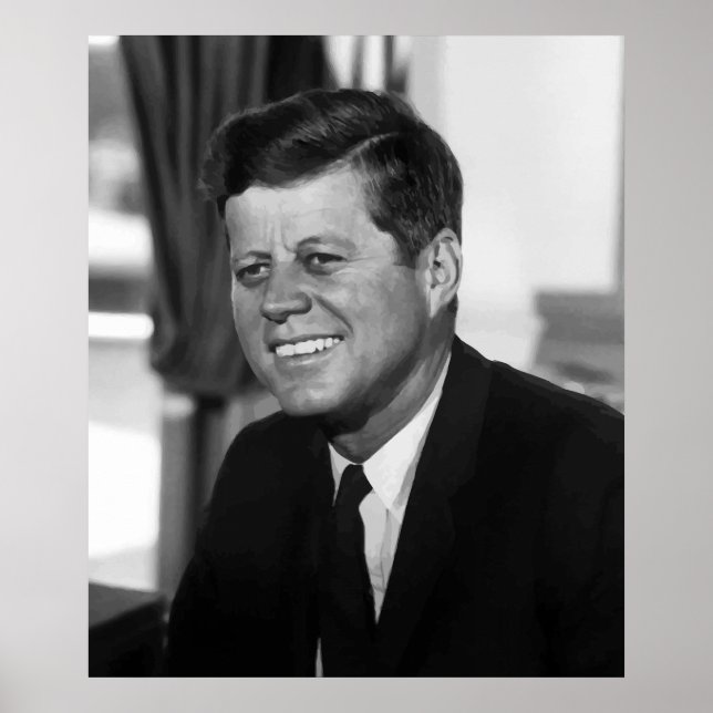 President Kennedy In Black And White Poster (Front)