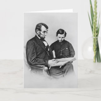 President Lincoln Greeting Card -reading with Son