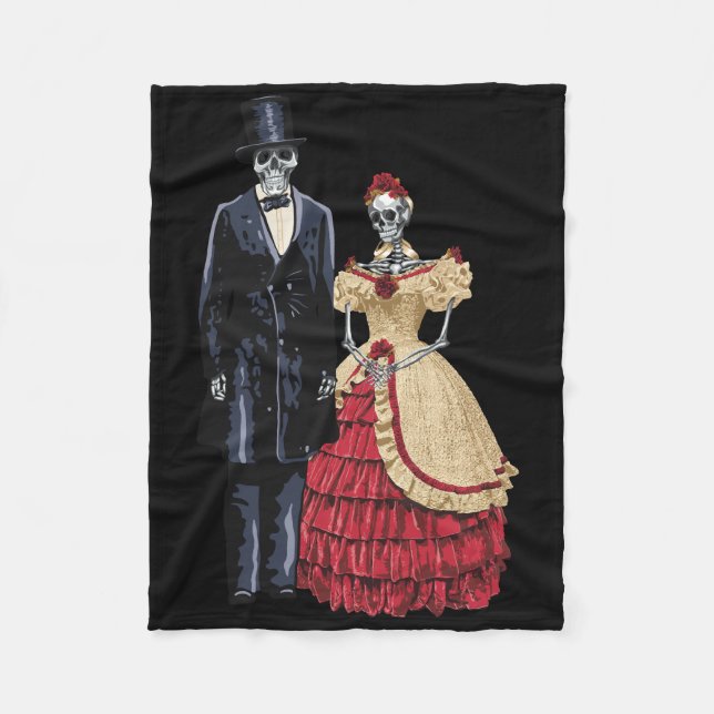 President Lincoln Skeleton, Halloween Skeleton Fleece Blanket (Front)