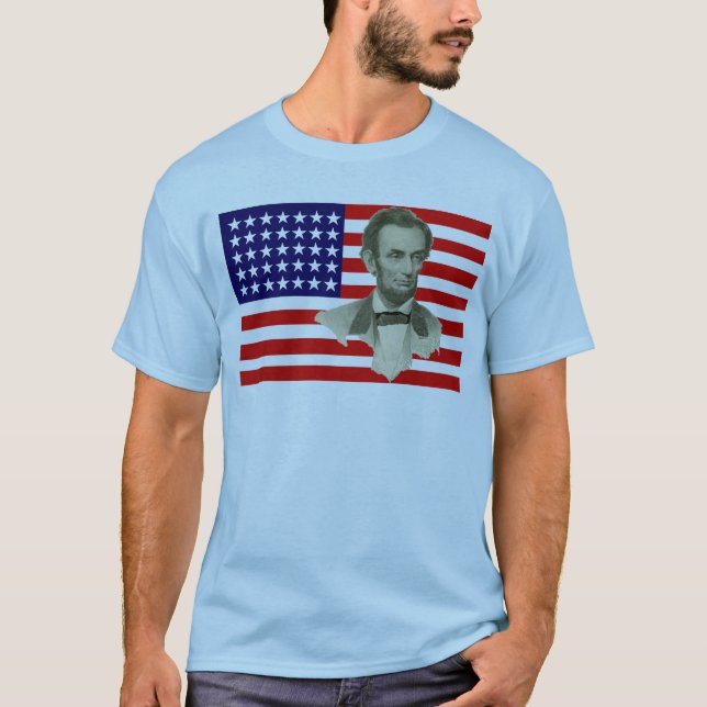 President Lincoln with 35 Star Union Flag T-Shirt (Front)