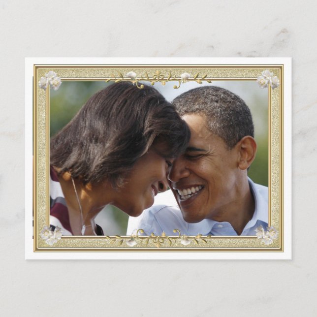 President Obama 1st Family Framed Keepsake Postcard (Front)