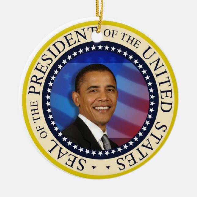President Obama 2012 Re-election Ceramic Tree Decoration (Front)