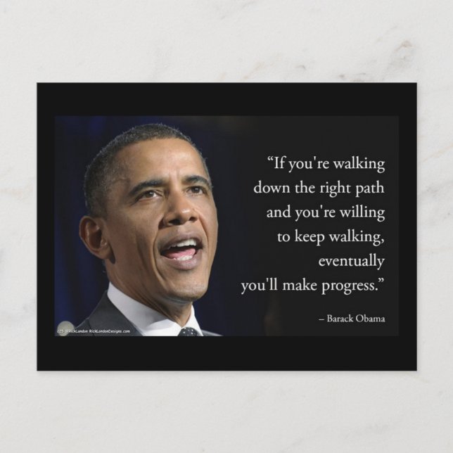 President Obama And "Make Progress" Quote  Postcard (Front)