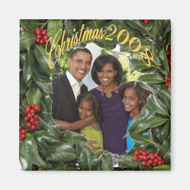 President Obama First Family Christmas 2008 Magnet (Front)