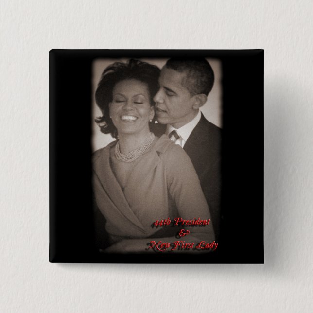 PRESIDENT OBAMA & FIRST LADY SQUARE BUTTON (Front)