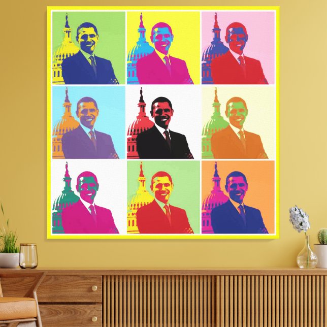 President Obama Funky Modern Pop Art  Canvas Print (Insitu(LivingRoom))