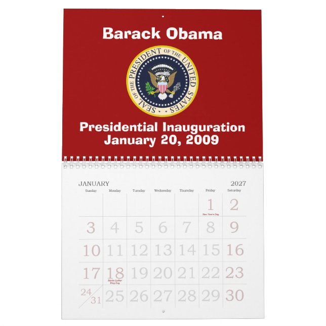 PRESIDENT OBAMA Inauguration Commemorative Calendar (Jan 2027)