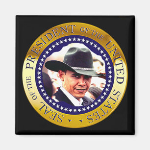 President Obama Magnet (cowboy hat)
