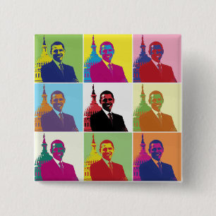 President Obama Pop Art 15 Cm Square Badge