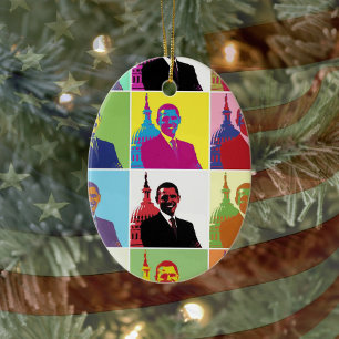President Obama Pop Art Ceramic Tree Decoration