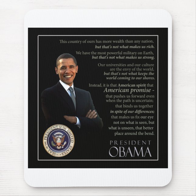 President Obama Quote Mouse Pad (Front)