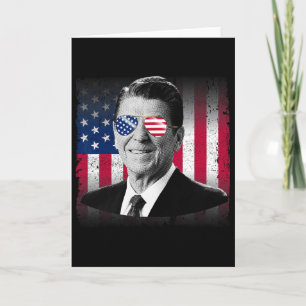 President Reagan Usa Flag Patriotic American 4th O Card