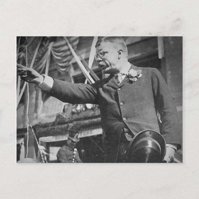 President Roosevelt Pointing Vintage Stereoview Postcard (Front)