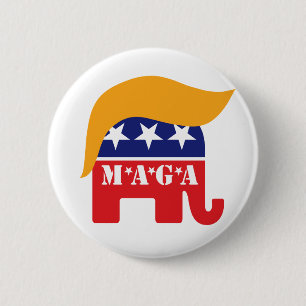 President Trump 2020 GOP Elephant Hair MAGA 6 Cm Round Badge