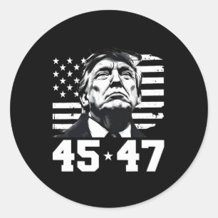 President Trump 45 47 American Flag Trump Vance Classic Round Sticker