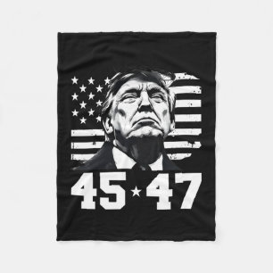 President Trump 45 47 American Flag Trump Vance Fleece Blanket