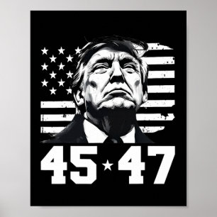 President Trump 45 47 American Flag Trump Vance Poster