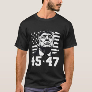President Trump 45 47 American Flag Trump Vance  T-Shirt
