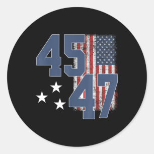 President Trump 45 47 Vintage American Flag Classic Round Sticker