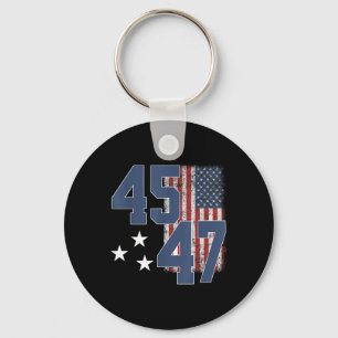 President Trump 45 47 Vintage American Flag  Key Ring